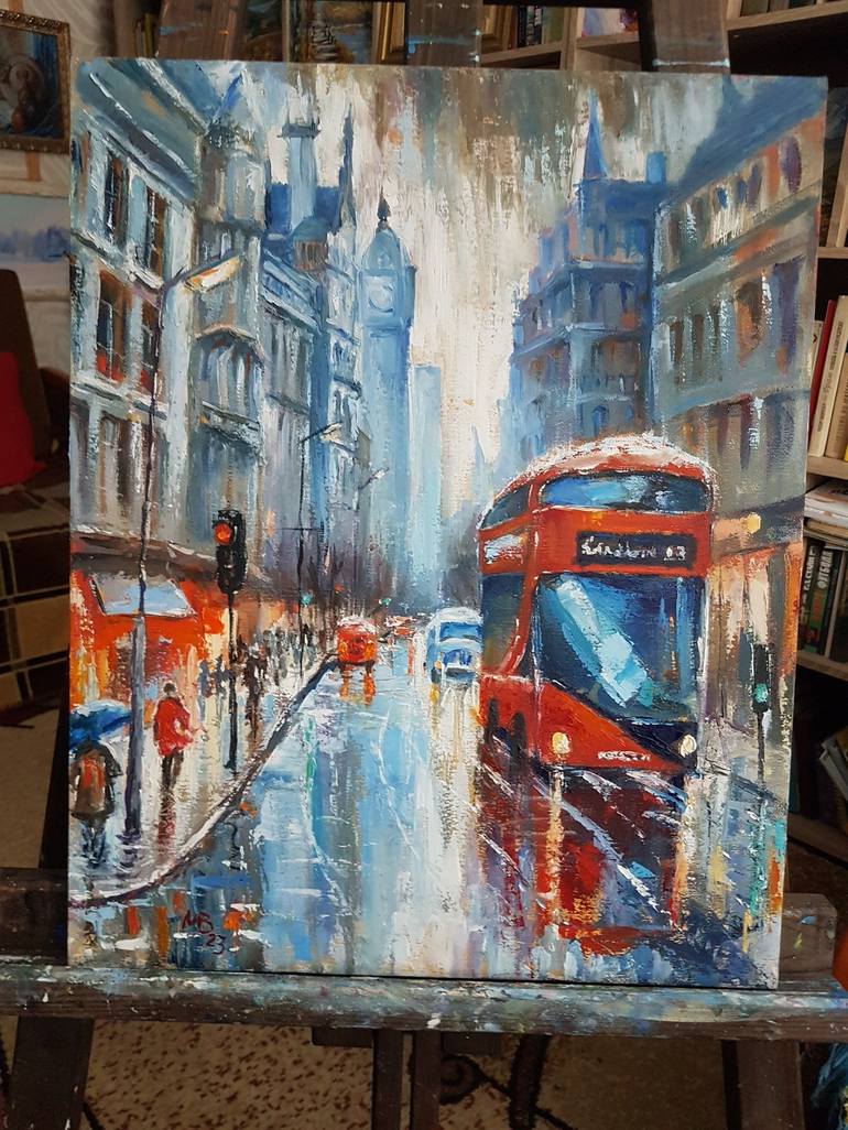 Original Abstract Expressionism Cities Painting by Marina Beikmane