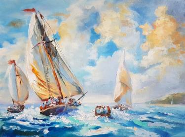 Print of Expressionism Yacht Paintings by Marina Beikmane