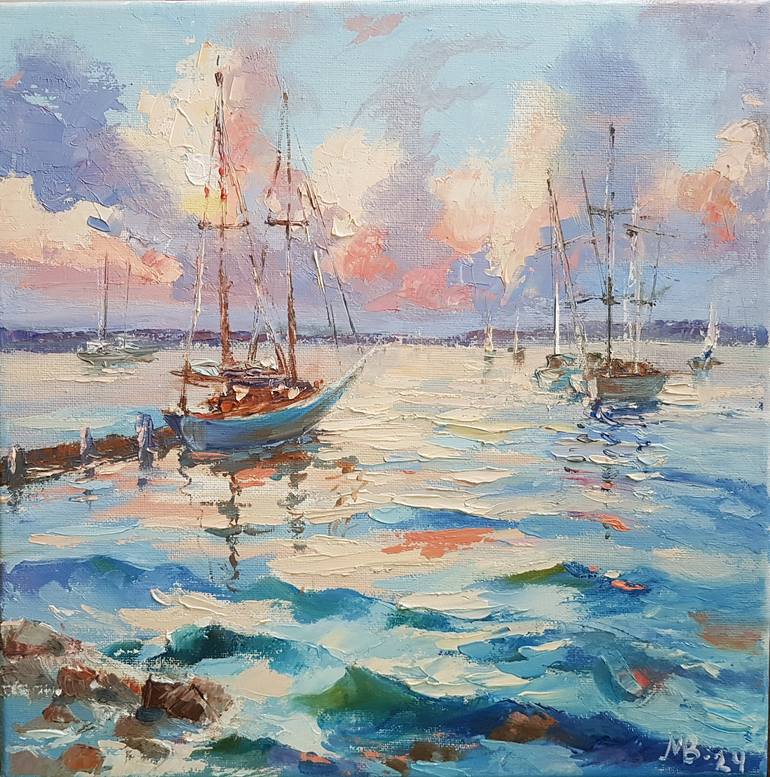 Print of Abstract Expressionism Seascape Paintings by Marina Beikmane