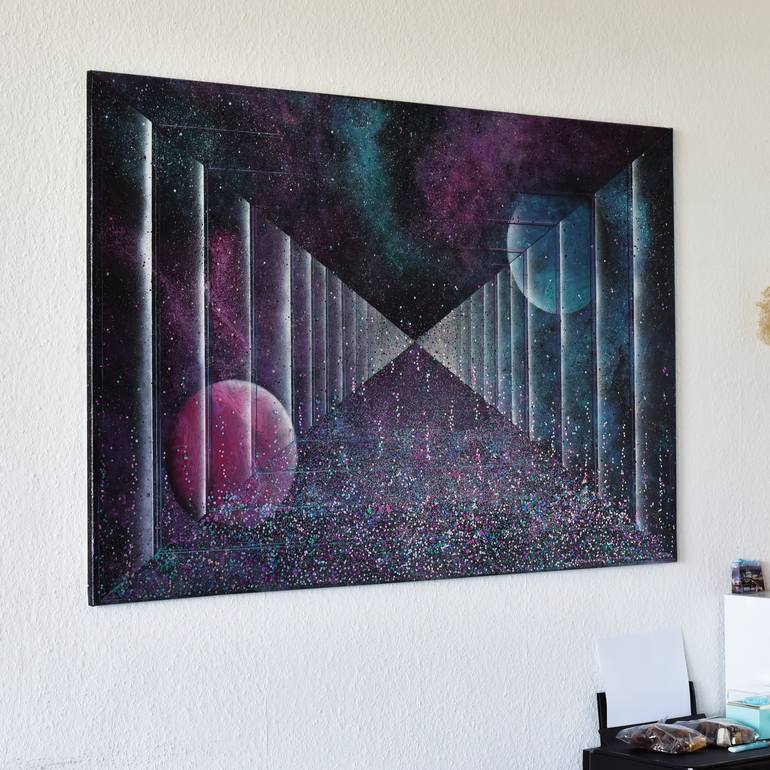 Original Contemporary Outer Space Painting by Santa Labubi