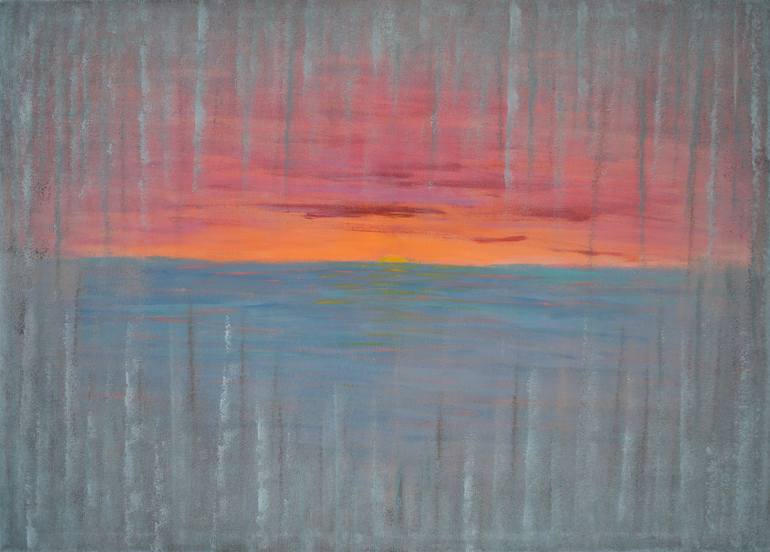 Original Landscape Painting by Santa Labubi | Contemporary Art on Canvas | Sunset from the Ice Cave