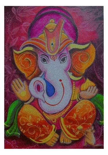 Ganesha Oil Pastel Painting thumb