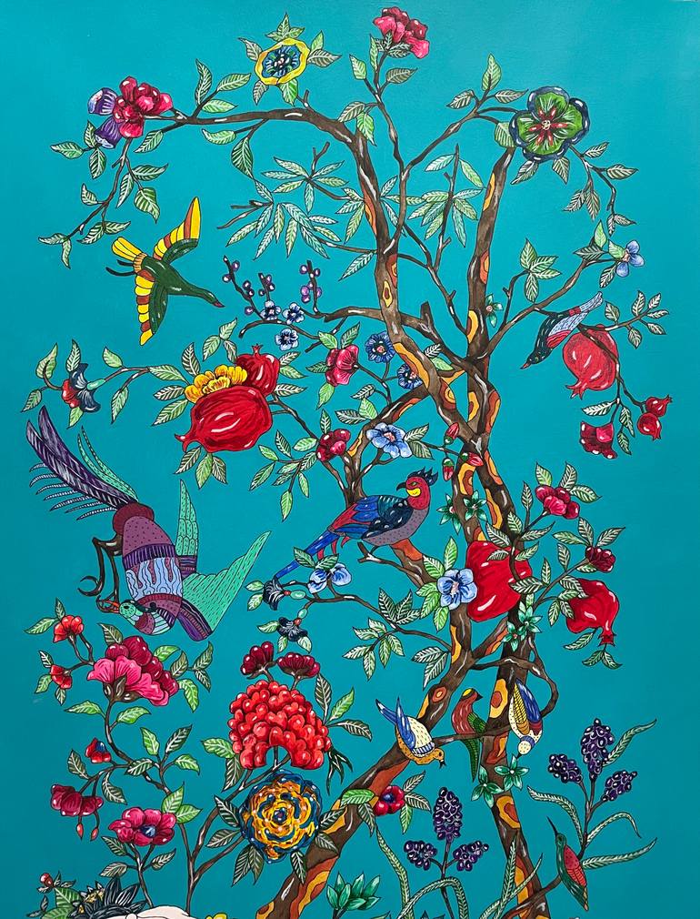 Original Contemporary Botanic Painting by Sesil Beatris Kalayciyan