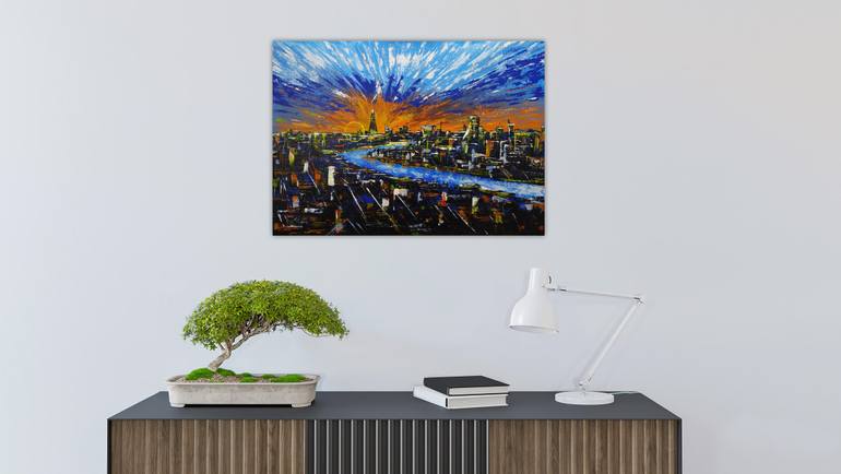 Original Abstract Cities Painting by Nikita Smirnov