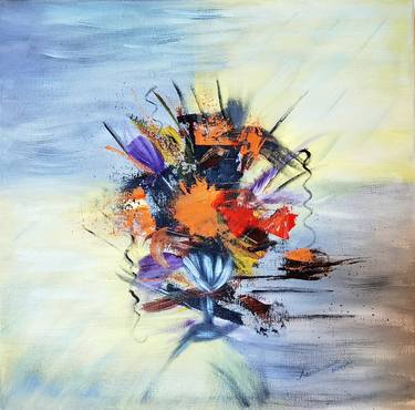 Original Abstract Expressionism Floral Paintings by MARIA LASITHIOTAKI