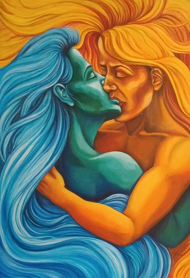 Original Surrealism Love Painting by Erica McCollough