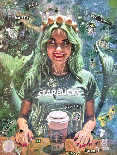 Original Portraiture Food & Drink Mixed Media by Crypsybear Manuel Mahn