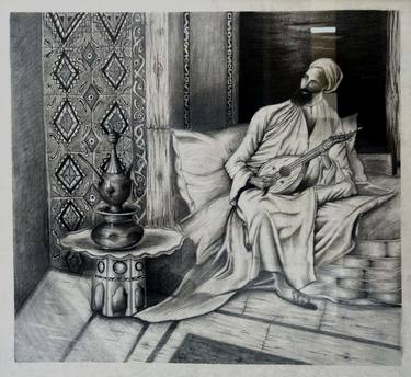 Original Black & White Performing Arts Drawing by Saud waseem