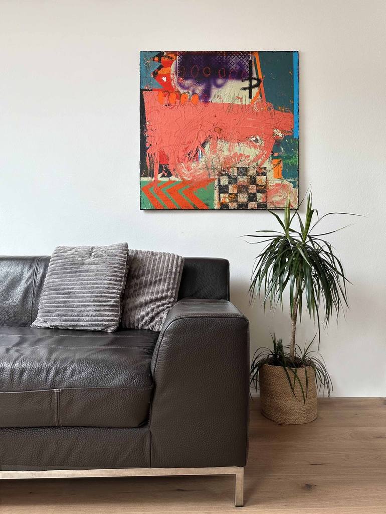 Original Abstract Expressionism Geometric Painting by Paata Kokaia