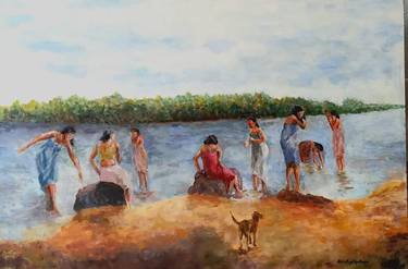 Original People Painting by Brindley Jayatunga