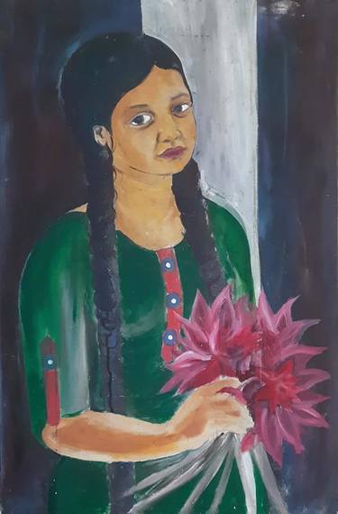 Original Realism Women Paintings by Sampath Koralage