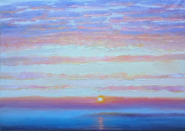 Original Seascape Painting by Sergej Lipkin | Realism Art on Canvas | Drowning Sun