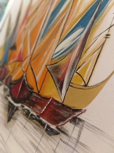 Original Abstract Expressionism Boat Paintings by Arooj Akhtar
