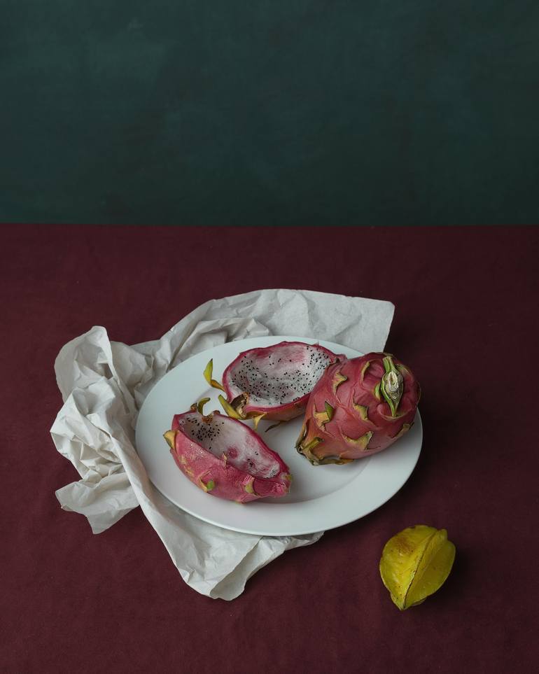 Original Still Life Photography by Marina Eng | Other Art on Paper | Dragon Fruit on the plate