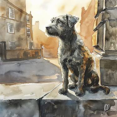 Original Impressionism Dogs Mixed Media by J Douglas Dalrymple