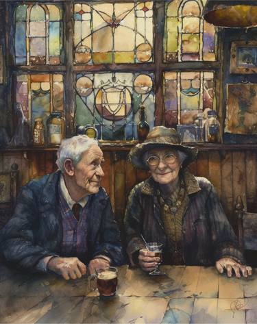 "Twilight Toasts" - Cheers to Yesteryears ('Auld Folks' series) thumb