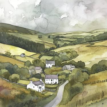 Print of Folk Landscape Mixed Media by J Douglas Dalrymple