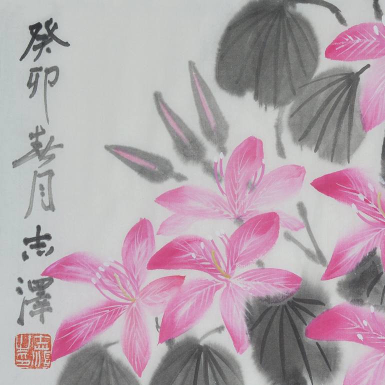Original Floral Painting by Zhize Lv