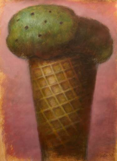 Chocolate Chip Mint Ice Cream on a Cone thumb