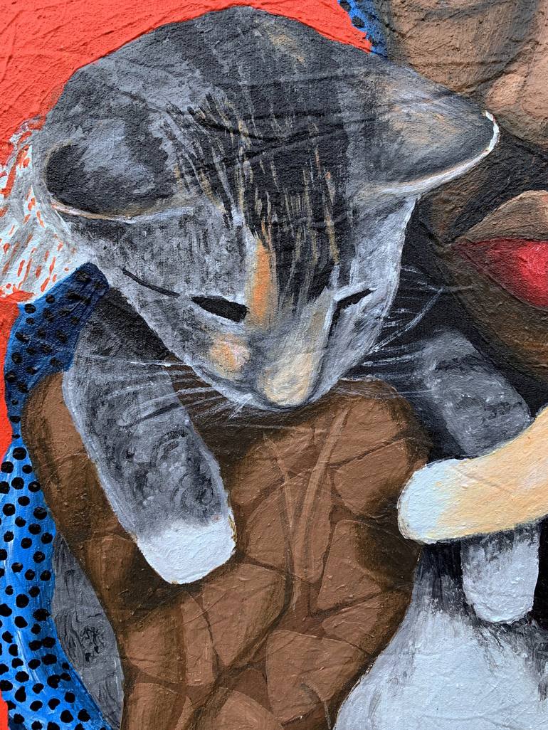 Original Cats Painting by Oyeleye Feranmi