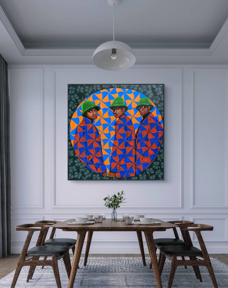 Original Abstract Expressionism Men Painting by Oyeleye Feranmi