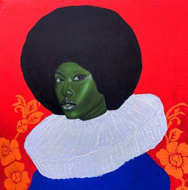 Original Portraiture Women Mixed Media by Oyeleye Feranmi