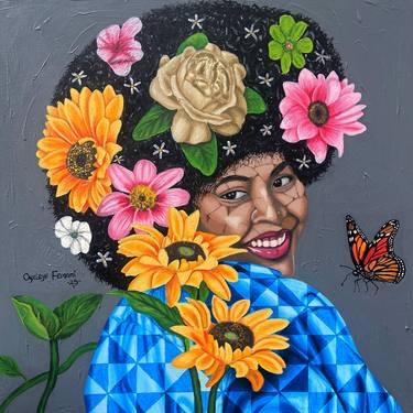 Original Art Deco Women Painting by Oyeleye Feranmi