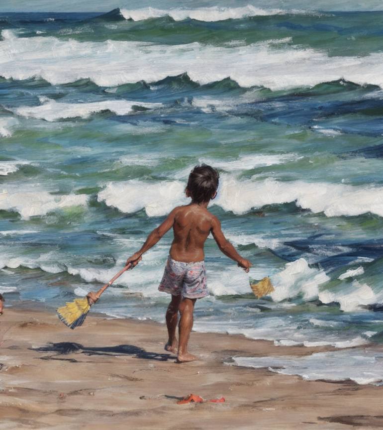 Beach Kite Painting By Anatoliy Kuzin 