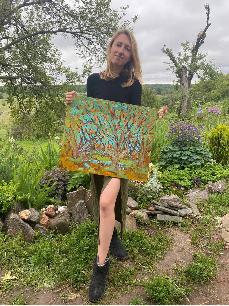 Original Impressionism Garden Painting by Inna Kalina