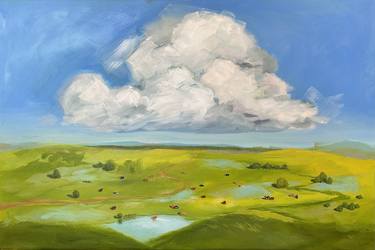 Rural landscape whith clouds original oil painting thumb