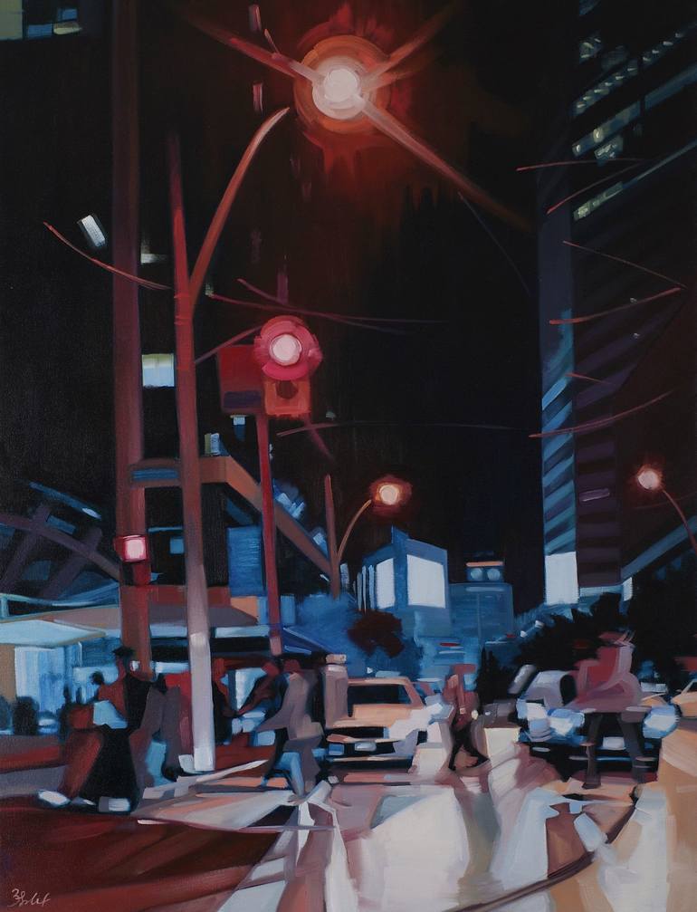 Original Abstract Expressionism Cities Paintings by Kyla Chung