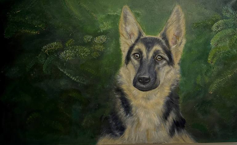 Original Realism Dogs Painting by Valentyna Vodianytska