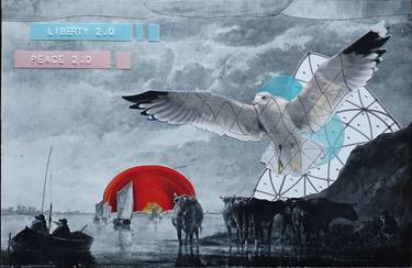 Original Dada Landscape Collage by Ekaterina Anikina