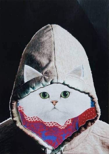Original Contemporary Cats Collage by Ekaterina Anikina