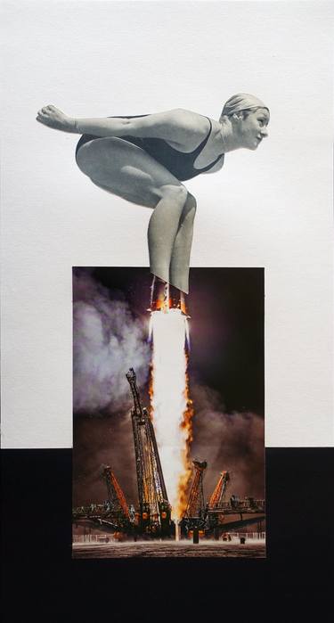 Original Surrealism Sports Collage by Ekaterina Anikina