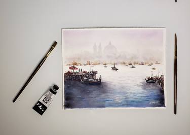 Venice's Gloom, Original Watercolor Painting 10 x 8 inches thumb