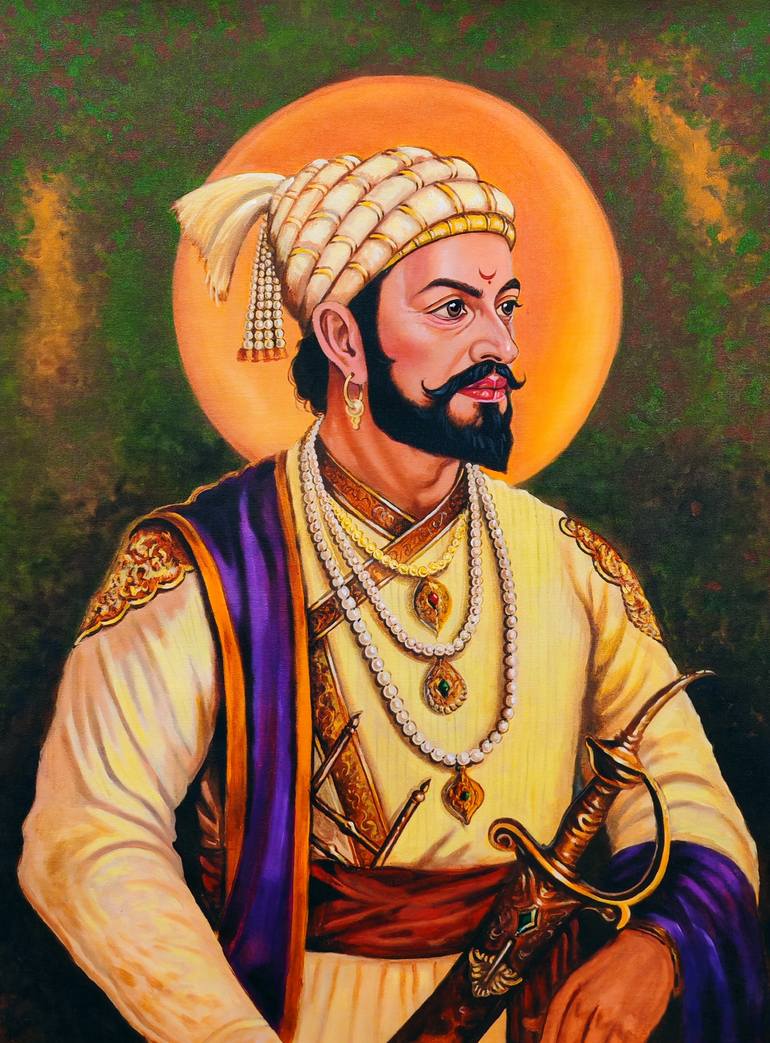 Original Famous Painting by Surya Kumar  Vintage Art on Canvas  Chhatrapati Shivaji maharaj acrylic painting
