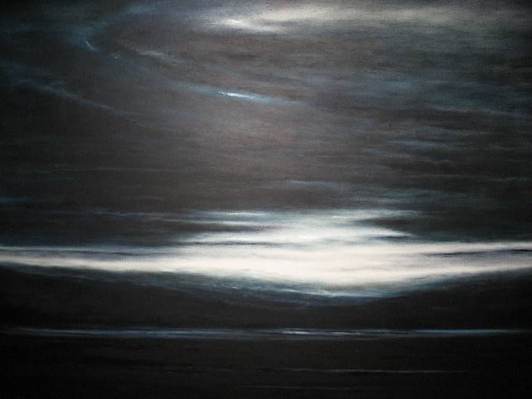 Blue lights in the Arctic Painting by Cecilia Flaten | Saatchi Art