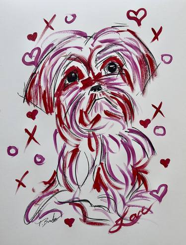 Original Abstract Expressionism Dogs Paintings by Tammy Burks