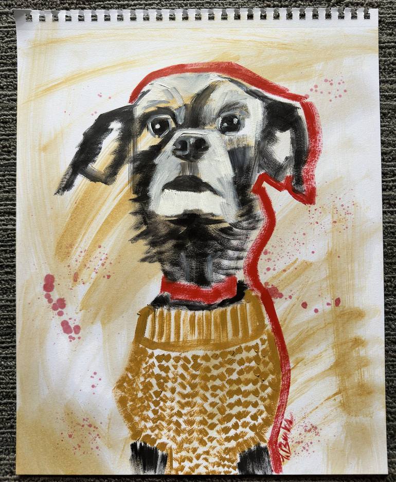 Original Illustration Dogs Painting by Tammy Burks