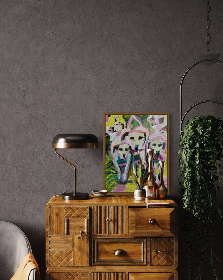 Original Abstract Expressionism Dogs Painting by Tammy Burks