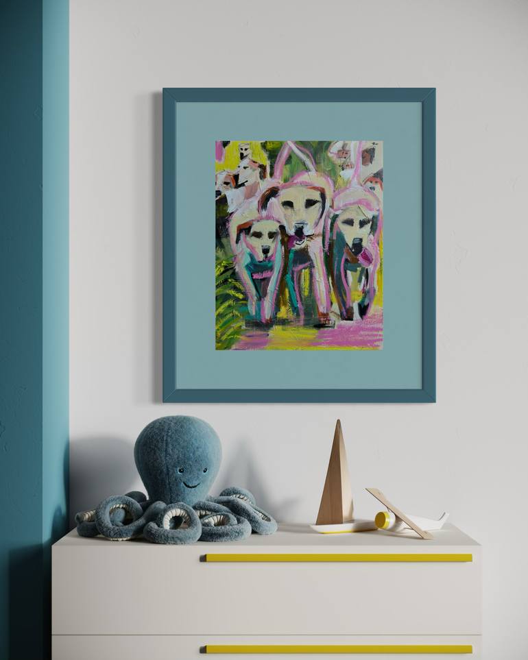 Original Abstract Expressionism Dogs Painting by Tammy Burks