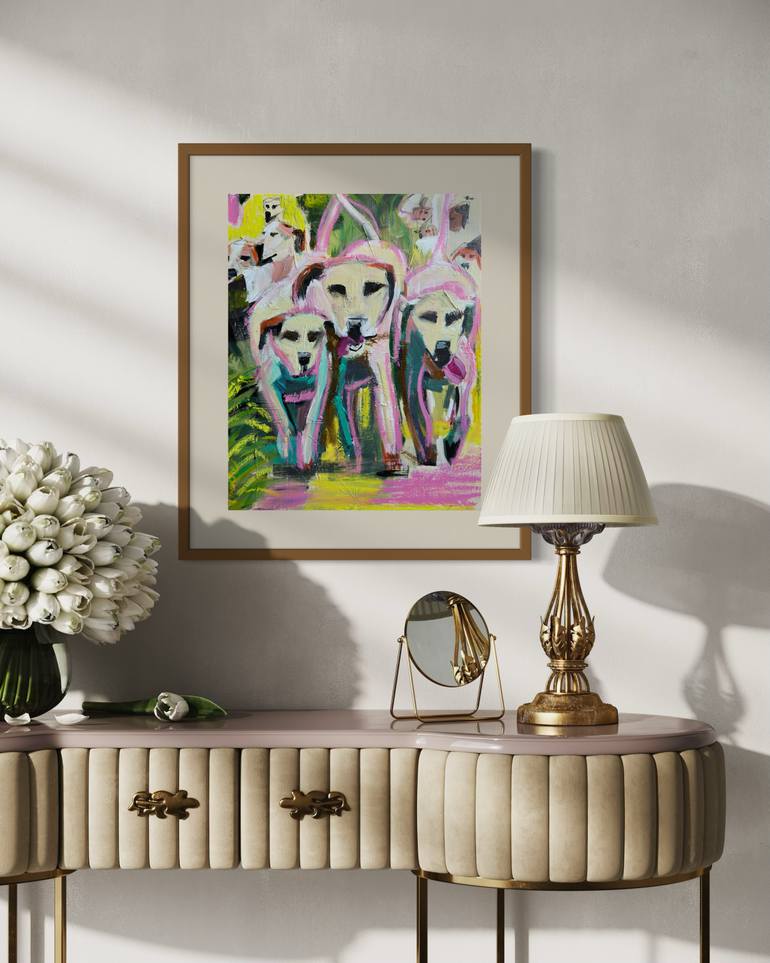 Original Abstract Expressionism Dogs Painting by Tammy Burks