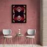 abstract art decorating red interior