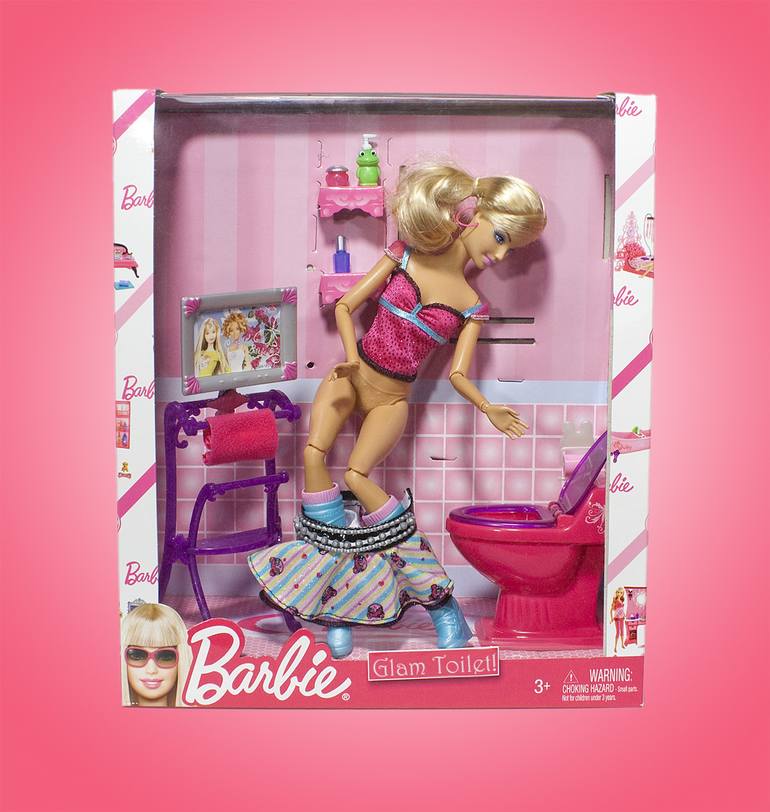 barbie on the toilet