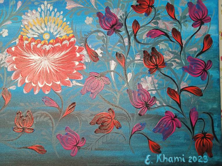 Original Folk Floral Painting by Elizabeth Khami