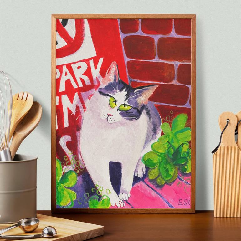 Original Contemporary Cats Painting by Ekaterina Skvortsova-Kowalski