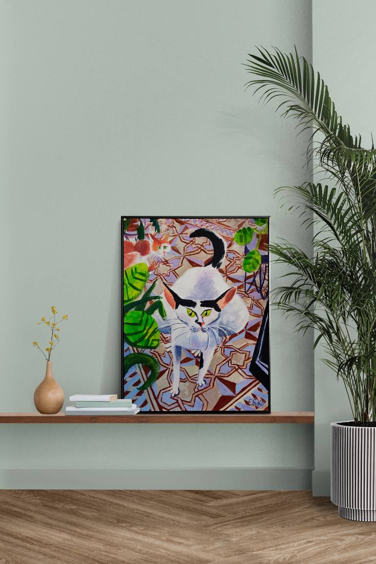 Original Contemporary Cats Painting by Ekaterina Skvortsova-Kowalski