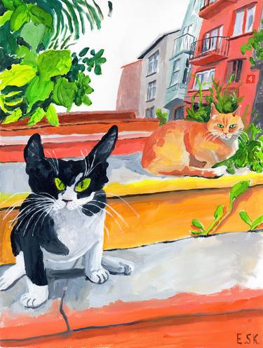 Print of Figurative Cats Paintings by Ekaterina Skvortsova-Kowalski
