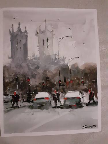 Original Impressionism Cities Drawings by Rafa Fahqrie